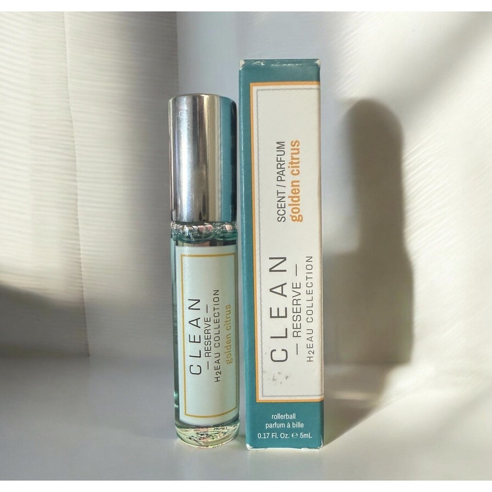 CLEAN Reserve H2EAU Golden Citrus Parfum Rollerball, Travel Size 5 mL. NIB